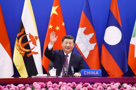 Chủ Trung Quốc Tập Cận Bình chủ trì Hội nghị Cấp cao đặc biệt ASEAN-Trung Quốc diễn ra theo hình thức trực tuyến, tại Bắc Kinh, ngày 22/11/2021. (Ảnh: THX/TTXVN)
