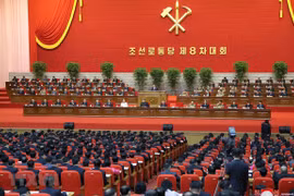Các đại biểu tại ngày họp thứ 4 Đại hội lần thứ VIII đảng Lao động Triều Tiên ở Bình Nhưỡng, ngày 9/1/2021. (Ảnh: KCNA/TTXVN)