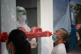 Cabin lấy mẫu xét nghiệm được đưa vào sử dụng tại huyện Tân Yên (Bắc Giang). (Ảnh: Danh Lam/TTXVN) 