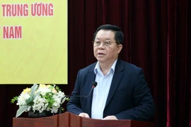 Trưởng Ban Tuyên giáo Trung ương Nguyễn Trọng Nghĩa phát biểu. (Ảnh: Phạm Kiên/TTXVN)