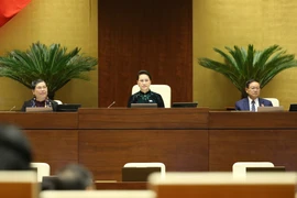 Chủ tịch Quốc hội Nguyễn Thị Kim Ngân và các Phó Chủ tịch Quốc hội tại phiên họp chiều 30/3. (Ảnh: Dương Giang/TTXVN)