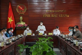 Ông Nghiêm Xuân Thành, Ủy viên Trung ương Đảng, Bí thư Tỉnh ủy Hậu Giang phát biểu. (Ảnh: Hồng Thái/TTXVN)