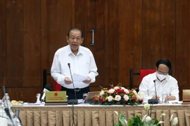 Phó Thủ tướng Thường trực Chính phủ Trương Hoà Bình phát biểu kết luận buổi làm việc. (Ảnh: Xuân Tình/TTXVN)