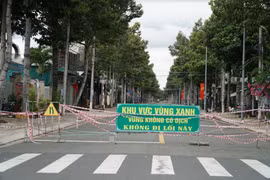 Một chốt vùng xanh tại thành phố Bà Rịa, tỉnh Bà Rịa-Vũng Tàu. (Ảnh: Hoàng Nhị/TTXVN)
