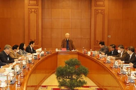 Tổng Bí thư Nguyễn Phú Trọng phát biểu chỉ đạo cuộc họp. (Ảnh: Trí Dũng/TTXVN) 