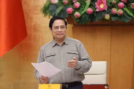 Thủ tướng Phạm Minh Chính, Trưởng Ban Chỉ đạo quốc gia phòng, chống dịch COVID-19 phát biểu kết luận cuộc họp. (Ảnh: Dương Giang/TTXVN)