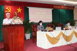 Bí thư Tỉnh ủy Bình Phước ông Nguyễn Văn Lợi phát biểu chỉ đạo Hội nghị. (Ảnh: Sỹ Tuyên/TTXVN)