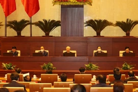 Tổng Bí thư Nguyễn Phú Trọng cùng các lãnh đạo Đảng, Nhà nước chủ trì hội nghị. (Ảnh: Trí Dũng/TTXVN) 
