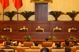 Tổng Bí thư Nguyễn Phú Trọng cùng các lãnh đạo Đảng, Nhà nước chủ trì hội nghị. (Ảnh: Trí Dũng/TTXVN) 