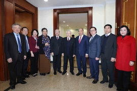 Tổng Bí thư, Chủ tịch nước Nguyễn Phú Trọng với các đại biểu dự bế mạc Hội nghị. (Ảnh: Phương Hoa/TTXVN) 