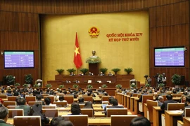 Quốc hội biểu quyết thông qua Nghị quyết kỳ họp thứ 10, Quốc hội khóa XIV. (Ảnh: Doãn Tấn/TTXVN)