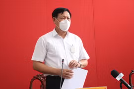 Thứ trưởng Bộ Y tế Đỗ Xuân Tuyên phát biểu tại buổi làm việc với tỉnh Bến Tre về công tác phòng, chống dịch. (Ảnh: Huỳnh Phúc Hậu/TTXVN)