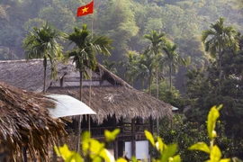 Những mái nhà sàn mang đậm nét văn hóa và bình yên nơi xứ Mường Hòa Bình. (Ảnh: Trọng Đạt/TTXVN) 