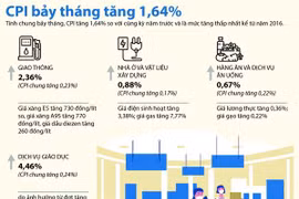 [Infographics] Chỉ số giá tiêu dùng cả nước 7 tháng tăng 1,64%
