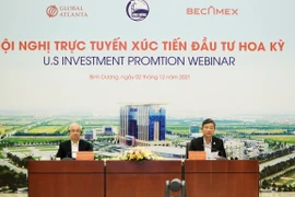 Lãnh đạo tỉnh Bình Dương tại Hội nghị xúc tiến đầu tư với các doanh nghiệp Hoa Kỳ. (Ảnh: Chí Tưởng/TTXVN)