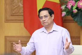 Thủ tướng Phạm Minh Chính phát biểu tại buổi làm việc. (Ảnh: Dương Giang/TTXVN) 