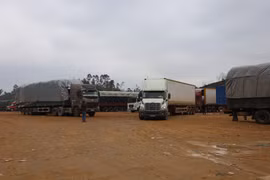 Nhiều xe chở nông sản đã phải "quay đầu" để tìm hướng tiêu thụ (Ảnh: Việt Anh/Vietnam+)