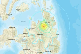 Ví trí xảy ra trận động đất ở Philppines. (Nguồn: USGS)