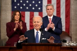 Tổng thống Mỹ Joe Biden đọc Thông điệp liên bang trước lưỡng viện Quốc hội tại Washington, DC, ngày 7/2/2023. (Ảnh: AFP/TTXVN)