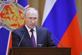 Tổng thống Nga Vladimir Putin phát biểu tại một sự kiện ở Moskva ngày 28/2/2023. (Ảnh: AFP/TTXVN)