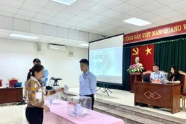 Đấu giá 28 thửa đất tại xã Kim Hoa, huyện Mê Linh. (Ảnh: Minh Nghĩa/TTXVN)