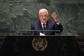 Tổng thống Palestine Mahmoud Abbas phát biểu tại Khóa họp thứ 78 Đại hội đồng Liên hợp quốc ở New York (Mỹ), ngày 21/9/2023. (Ảnh: AFP/TTXVN)
