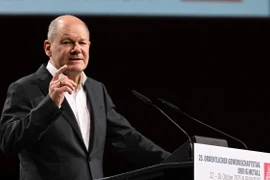 Thủ tướng Đức Olaf Scholz phát biểu tại một sự kiện ở Frankfurt am Main ngày 24/10/2023. (Ảnh: AFP/TTXVN)