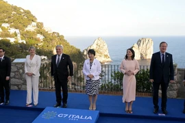 Ngoại trưởng Nhóm G7 chụp ảnh chung tại đảo Capri, Italy ngày 19/4/2024. (Ảnh: AFP/TTXVN)