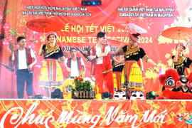 Màn múa dân tộc của các thành viên Hội hữu nghị Malaysia-Việt Nam. (Ảnh: Hằng Linh/TTXVN)