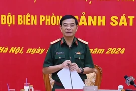 Đại tướng Phan Văn Giang phát biểu chỉ đạo tại hội nghị. (Ảnh: Hồng Pha/TTXVN phát)