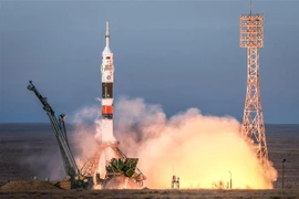 Tàu vũ trụ Soyuz MS-11 được phóng lên từ sân bay vũ trụ Baikonur ở Kazakhstan ngày 3/12/2018. (Ảnh: AFP/ TTXVN)