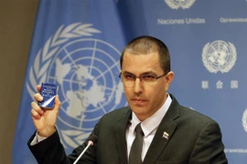 Ngoại trưởng Venezuela Jorge Arreaza phát biểu trong cuộc họp báo tại trụ sở LHQ ở New York, Mỹ, ngày 12/2/2019. (Ảnh: THX/ TTXVN)