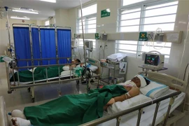 Các nạn nhân đang điều trị tại Bệnh viện Đa khoa Thiện Hạnh. (Ảnh: Tuấn Anh/TTXVN)