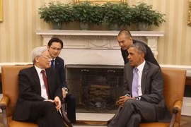 Tổng Bí thư Nguyễn Phú Trọng hội đàm với Tổng thống Hợp chủng quốc Hoa Kỳ Barack Obama trong chuyến thăm chính thức Hoa Kỳ ngày 5 -12/7/2015. (Ảnh: Trí Dũng/TTXVN)