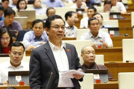 Đại biểu Quốc hội thành phố Hà Nội Hoàng Văn Cường phát biểu. (Ảnh: Doãn Tấn/TTXVN)