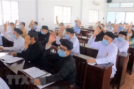 Hội nghị hiệp thương lần thứ nhất để thỏa thuận về cơ cấu, thành phần, số lượng người ứng cử đại biểu Quốc hội khóa XV tại Vĩnh Long. (Ảnh minh họa. Nguồn: TTXVN)