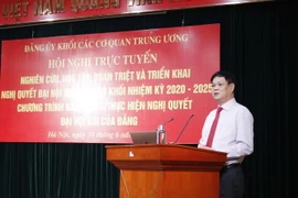 Ông Huỳnh Tấn Việt, Ủy viên Trung ương Đảng, Bí thư Đảng ủy Khối các cơ quan Trung ương phát biểu khai mạc Hội nghị. (Ảnh: Phương Hoa/TTXVN)