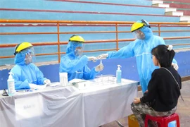 Lấy mẫu xét nghiệm COVID-19. (Ảnh: Tường Vi/TTXVN)