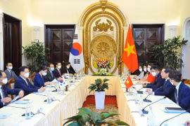 Quang cảnh buổi hội đàm. (Ảnh: Minh Đức/TTXVN)