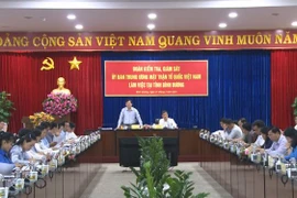 Phó Chủ tịch Ủy ban Trung ương Mặt trận Tổ quốc Việt Nam Nguyễn Hữu Dũng chủ trì, làm việc với tỉnh Bình Dương về kiểm tra, giám sát công tác chuẩn bị bầu cử đại biểu Quốc hội khóa XV và đại biểu Hội đồng nhân dân các cấp nhiệm kỳ 2021-2026. (Ảnh: Chí Tưở