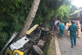 Hiện trường vụ tai nạn. (Nguồn: Báo Lâm Đồng)