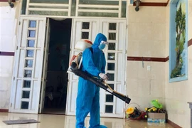Phun khử khuẩn để phòng dịch COVID-19. (Nguồn: TTXVN)