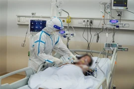 Các y, bác sỹ chăm sóc, điều trị cho bệnh nhân nặng, nguy kịch tại Bệnh viện Hồi sức COVID-19 Thành phố Hồ Chí Minh. (Ảnh: TTXVN phát)