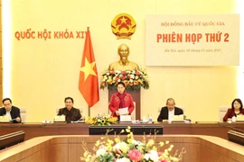 Chủ tịch Quốc hội Nguyễn Thị Kim Ngân, Chủ tịch Hội đồng bầu cử Quốc gia phát biểu khai mạc. (Ảnh: Trọng Đức/TTXVN)