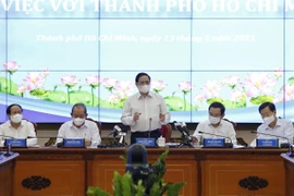 Thủ tướng Phạm Minh Chính phát biểu tại buổi làm việc. (Ảnh: Dương Giang/TTXVN)