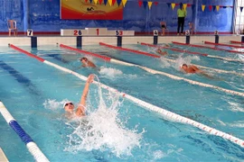 Vận động viên tham gia thi đấu. (Ảnh: Tường Vi/TTXVN)