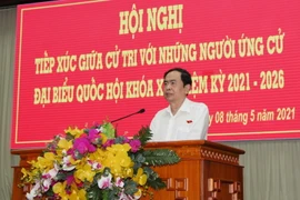 Ông Trần Thanh Mẫn, Ủy viên Bộ Chính trị, Phó Chủ tịch Thường trực Quốc hội trình bày Chương trình hành động. (Ảnh: Hồng Thái/TTXVN)