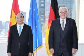Chủ tịch nước Nguyễn Xuân Phúc gặp Tổng thống Đức Frank-Walter Steinmeier. (Ảnh: Thống Nhất/TTXVN)
