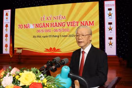 Tổng Bí thư Nguyễn Phú Trọng phát biểu tại Lễ kỷ niệm. (Ảnh: Trí Dũng/TTXVN)