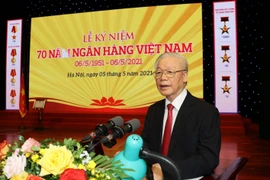 Tổng Bí thư Nguyễn Phú Trọng phát biểu tại Lễ kỷ niệm. (Ảnh: Trí Dũng/TTXVN)
